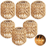 6pcs Bohemian Rattan Lamp Shades, 5.9 x 5.1 in Small Boho Handwoven Paper Rope Lamp Shade Replacement for E27 Light Fixtures,Wic