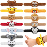 12 PCS Stuffed Jungle Animal Slap Bracelets Plush Animal Snap Bracelets Cute Wrist Slap Band Toy Wrist Animals Wrist Pets Slap B
