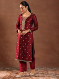 Libas Women'S Silk Blend Kurta Set (49501 Maroon Xl