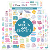 bloom daily planners Inspirational Motivational Quotes Planner Stickers (8 Sheets 200 Stickers) HandLettered Positive cute A