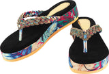 Shoetopia Womens/Girls Multicoloured Embellished Flatforms Heels-Eu36,Blue,3,B09GNBKXNG