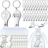 Fulmoon 25 Sets Wedding Multi Function Bottle Opener Nail Clipper Wedding Favors Brewery Cards White Organza Bags for Party Supp