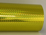 Roll of Prism Sign Vinyl, Holographic 1/4'' Mosaic, Self-Adhesive (12 inch x 10 feet, Yellow)