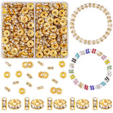 TINKRSTUFF 200 pcs 8mm Spacer Beads for Crafting, Gold Rondelle Bead Bulk, Fancy Sparkle Crystal Rhinestone Spacer Loose Beads f