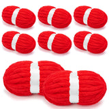 Chunky Chenille Yarn for Crocheting/Arm Knitting, Super Soft Jumbo Knit Blanket Yarn Red 8 Pack (32 yds, 8.5 oz Each Pack)