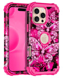Hekodonk for iPhone 16 Pro Max Case,Glow in The Dark Three Layer Heavy Duty Shockproof Protection Hard Plastic+Soft Silicone Ful