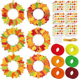 36 Sets Fall Wreath Craft Kits for Kids DIY Autumn Maple Leaves Paper Wreath Hanging Ornaments Make Your Own Thanksgiving Paper