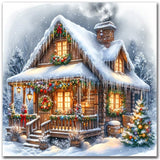 igoodom Diamond Art Kits for Adults, Christmas Diamond Painting Kit, Full Drill Round Winter Christmas Colorful House Diamond Ar