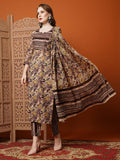 Gosriki Women'S Cotton Blend Printed Straight Kurta With Pant & Dupatta (Bigi Wine-Nw-Gs_Xl_Wine_X-Large),Wine,,B0C9QSZJ1R