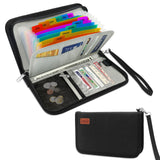 Nordun 13 Pockets Receipt Coupon Organizer With Card Holder, Mini Expandable Ticket Storage & Card Case With Labels,Check/Bill/I