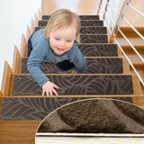 Self Adhesive Residue Free Machine Washable Reusable Stair Treads Non Slip Steps - 100% Polyester Heavyduty TPE Backing Wooden S