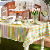 Spring Stripe Vinyl Tablecloth 70 Round
