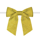 Rainbow Pana 120 Pack Gold Glitter Bows, Twist Tie Bows for Treat Bags 3 Gold Satin Ribbon Bows for Package Craft Gift Wrapping