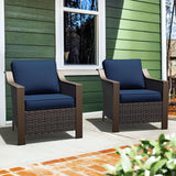 MeetLeisure Outdoor Armchairs Set of 2, Patio Metal Wicker Conversation Furniture Set, Premium & Washable Cushions, Durable PE R
