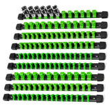Reniteco Socket Organizer Drive ABS Tools - Green Socket Holder, Premium Quality 9 Pieces Socket Holders Kit 1/4-Inch x 48 Clips