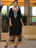 Libas Women'S Viscose Rayon Yoke Design Straight Kurta (29245 Black Black L
