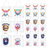 Sunnymove 24 Pcs Baseball Snack Bags Drip Birthday Party Clear PVC Gift Bags with Handle Sport Goodie Favor 8 x 8 x 3 Ice Crea