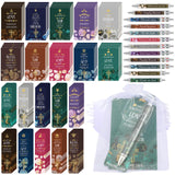 Yeaqee 200 Pcs Christian Gifts Set Include 50 Bible Verses Bookmarks Book Markers 50 Ballpoint Pens 50 Bible Notebooks 50 Organz