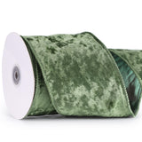 MAYREEL 4 Inch Sage Green Crushed Velvet Ribbon Wired Extra Wide for Christmas Decorations Gift Wrapping Wreaths Tree Toppers 10