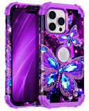 Hekodonk for iPhone 14 Pro Max Case,Glow in The Dark Three Layer Heavy Duty Shockproof Protection Hard Plastic+Soft Silicone Ful