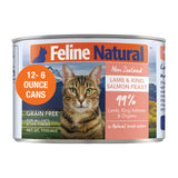 Feline Natural Pate Wet Food for Cats - Lamb & Salmon Feast, Grain-Free, High Moisture, 6 Ounce (Pack of 12), New Zealand Made P