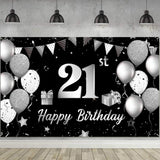 Blulu Happy 21st Birthday Backdrop Banner Extra Large Fabric 21st Birthday Sign Poster Photography Background Photo Booth Backdr