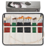 ARTIFY 41 Pieces Long Handle Paint Brushes, Expert Series, Hog Bristle, Horse Hair and Nylon Hairs Art Set Includes a Carrying C
