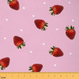 Feelyou Kawaii Strawberry Upholstery Fabric by The Yard, Girls Cute Heart Strawberries Reupholstery Fabric for Chairs, Pink Kawa