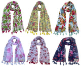 Fusfus WomenS Printed Chiffon Scarves And Stoles, Free Size(Multicolour, Fs2300) Pack Of 6 (Multicolor1)