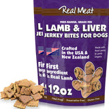 Real Meat Dog Treats - Two 12oz Bag of Bite-Sized Air-Dried Lamb & Liver Jerky for Dogs - Grain-Free Jerky Pet Treats Made up of
