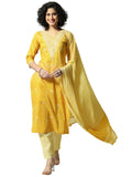 Libas Womens Printed Cotton Straight Kurta With Trousers And Dupatta