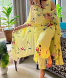Anni Designer Women'S Rayon Viscose Straight Printed Kurta With Pant & Dupatta (Rehnuma Yellow_Xl_Yellow_X-Large),Yellow,XL,,,