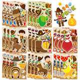 24 Sheets Western Cowboy Stickers, Make Your Own Cowboy Hat Boots Cactus Decals for Kids, Make a Face Sticker, Art Craft Party F
