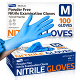 Supmedic Medical Nitrile Exam Gloves, Latex-Free, Powder-Free, Food Safe, Cooking Food Prep, Disposable Gloves, Blue, 100 Pcs (M