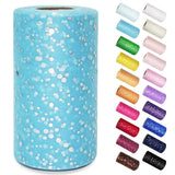 Glitter Tulle Rolls 6 Inch by 50 Yards Sparkling Tulle Fabric Sequin Ribbon Spool with Bow for DIY Tutu Table Skirt Wedding Chri