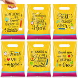 Teenyyou 60 Pcs Back to School Teacher Bags with Handles Plastic Teacher Appreciation Gift Bags Bulk Thank You Candy Treat Goodi