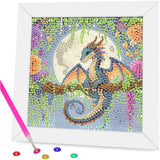 Aestalrcus Dragon Diamond Art for Kids with Frame, Dragon Diamond Art Painting Kits for Kids Ages 4-12, Easy Crystal Gem Art Kit