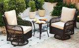 GAOMON 3 Piece Outdoor Patio Set, Wicker Rocking Bistro Set with 2 Swivel Chairs & Tempered Glass Top Table, Rattan Outdoor Furn