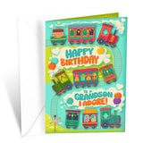 Prime Greetings Young Grandson Birthday Card, Made in America, Eco-Friendly, Thick Card Stock with Premium Envelope 5in x 7.75in