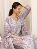 Libas Womens Woven Design Silk Blend Straight Kurta With Palazzos And Dupatta Mauve M