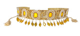 Duchess Yellow Golden Beaded Designer Tasselled Cloth Waist Saree Belt And Kamarbandh For Women