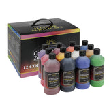 Creative Inspirations Acrylic Paint Set - Set of 12, 16oz Bottles - Mixed Vivid Colors, Rich Satin Finish, Smooth Creamy Consist