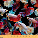 Erosebridal Koi Fish Fabric by The Yard,Colorful Fish Waterproof Outdoor Fabric for Kids Boys Girls DIY Art Aesthetic 3D Sealife