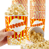 32 Oz Popcorn Buckets, Disposable Popcorn Containers (50 Count), Large Cups, Cardboard Bucket for Family Movie Night, Popcorn Tu