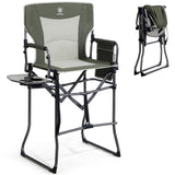 EVER ADVANCED Portable 30.7 Seat Height Tall Folding Camping Chair Directors Chair High Foldable Bar Stool with Side Table for M