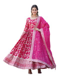 Wedani Georgette Embroidered Work Anarkali Kurta Set For Women (In Alpha M Regular Pink),PINK,M