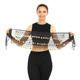 Radiant Fashion World WomenS Chiffon Belly Dance Hip Scarf Waistband Belt Skirt With128 Ringy Golden Coins