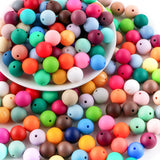 Sunrony Mixed Color Random 150PCS 15mm Silicone Beads for Keychain Making, Multicolor Round Silicone Beads for Pens and Necklace