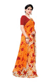 Gosriki Women'S Orange Georgette Printed Saree With Blouse Piece (Vanila Orange_Free Size),Orange,,B08HGFNMBL