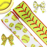 Baseball Ribbon Wired for Sports Crafts - Yellow and White Burlap Sports Ribbon for Sports Events Bow Packaging Supplies Wrappin
